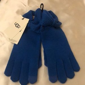 UGG Knit Bow Gloves Color True Blue OS NWT